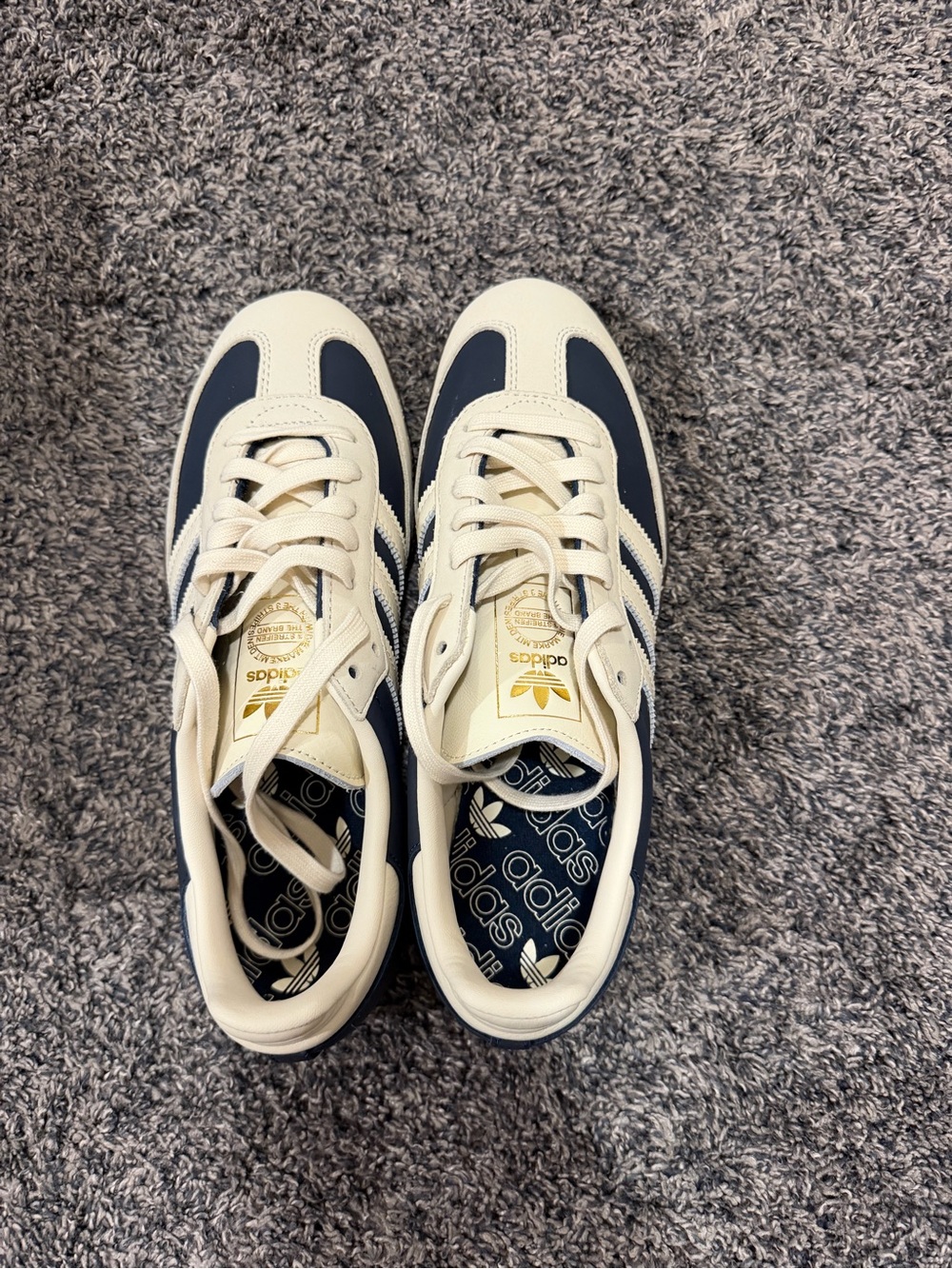 adidas Womens Cream and Navy Samba  Sneakers